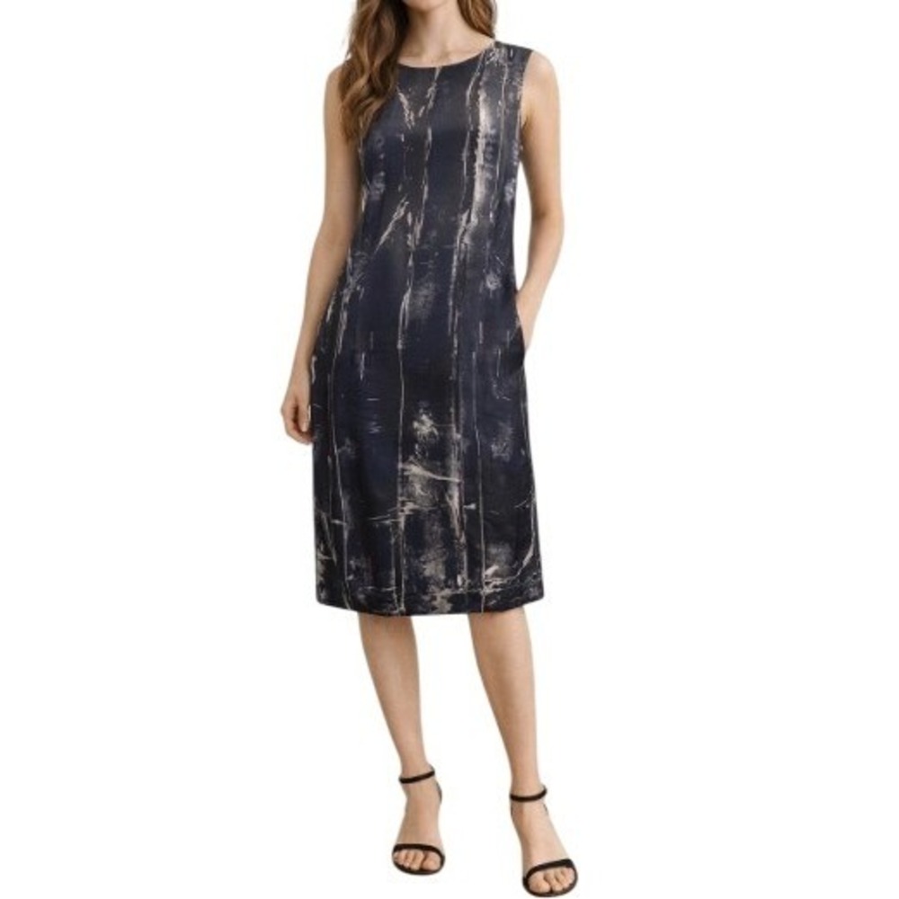 Aventures Des Toiles Dress‎ Womens S 100% Silk Black Abstract Print Art To Wear